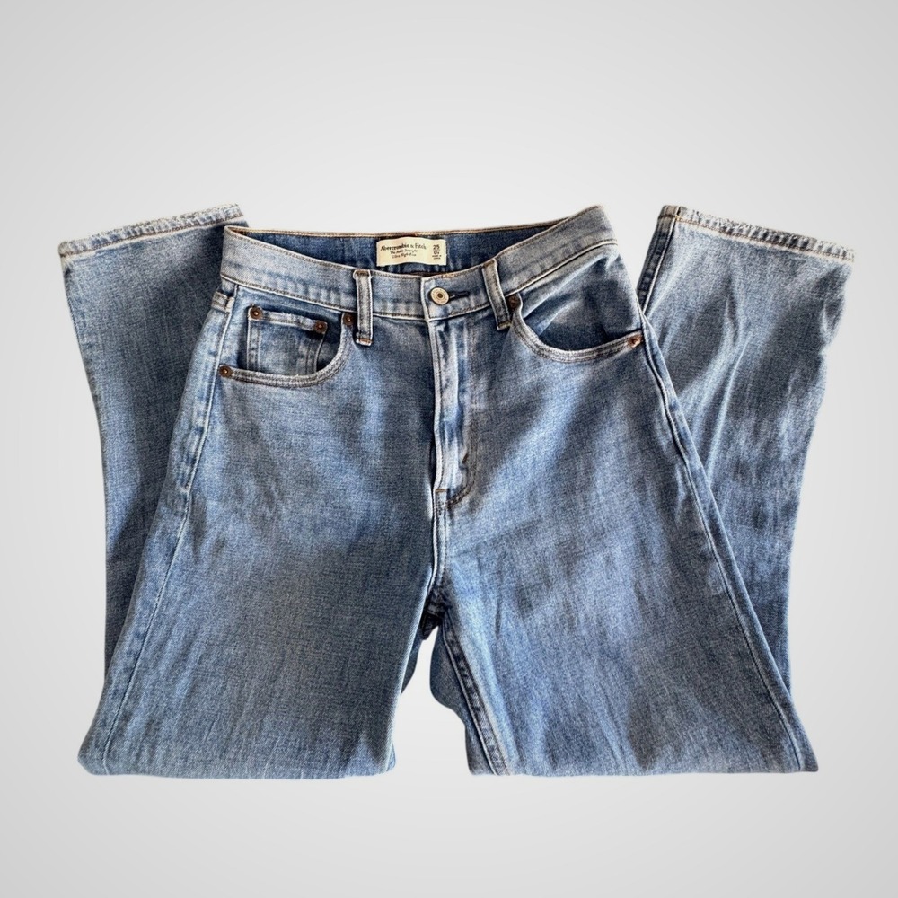 Abercrombie & Fitch Curve Love Ultra‎ High Rise Ankle Straight Jeans Blue 25 0s